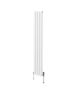 Radiateur à Colonne Ovale & Robinet Thermostatique Chromé - 1800mm x 240mm – Blanc