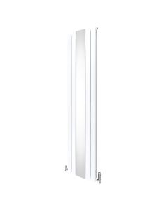 Heizkörper mit Spiegel & Chrom Thermostatventile - 1800mm x 425mm – Weiß