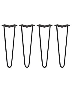 4 Pieds de Table en Épingle à Cheveux - 40,6cm - 2 Tiges - 10mm – Fini Noir