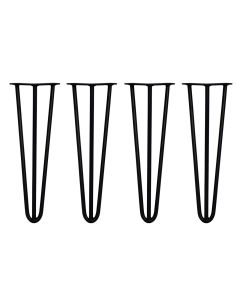 4 Pieds de Table en Épingle à Cheveux - 40,6cm - 3 Tiges - 12mm – Fini Noir