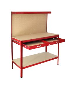 Werkbank mit Stecktafel und Schublade Rot