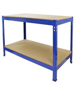 Mesa de Trabajo Q-Rax de Acero Sin Tornillos Azul 120cm x 60cm x 90cm