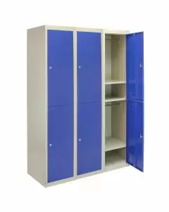 3 x Förvaringsskåp i Metall, 2 x Blå Dörrar - Plattpackat