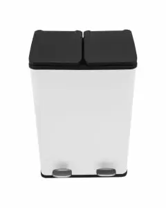 Cubo de Basura con Pedal  Doble 2x30L Reciclaje, Blanco