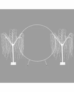 Bröllopsbåge - Vit & 2 x Vita Pilträd 180cm Kalla Vita LED