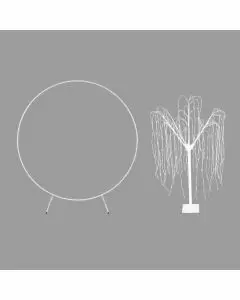 Bröllopsbåge – Vit & 1 x Vitt Pilträd 240cm Kalla Vita LED