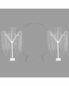 Bröllopsbåge - Silver & 2 x Vita Pilträd 180cm Varma Vita LED