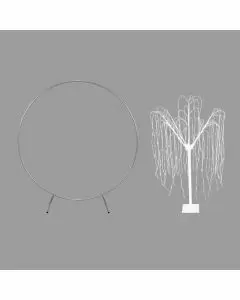 Bröllopsbåge - Silver & 1 x Vitt Pilträd 240cm Varma Vita LED