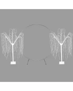 Bröllopsbåge - Silver & 2 x Vita Pilträd 240cm Varma Vita LED