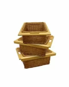 3 x Pull Out Wicker Kitchen Baskets 500mm F1