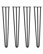 4 Pieds de Table en Épingle à Cheveux - 71cm - 3 Tiges - 12mm – Fini Noir