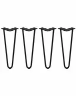 4 Pieds de Table en Épingle à Cheveux - 35,5cm - 2 Tiges - 12mm – Fini Noir