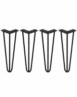 4 Pieds de Table en Épingle à Cheveux - 35,5cm - 3 Tiges - 10mm – Fini Noir