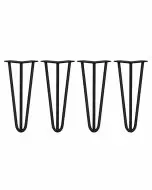 4 Pieds de Table en Épingle à Cheveux - 30,5cm - 3 Tiges - 12mm – Fini Noir